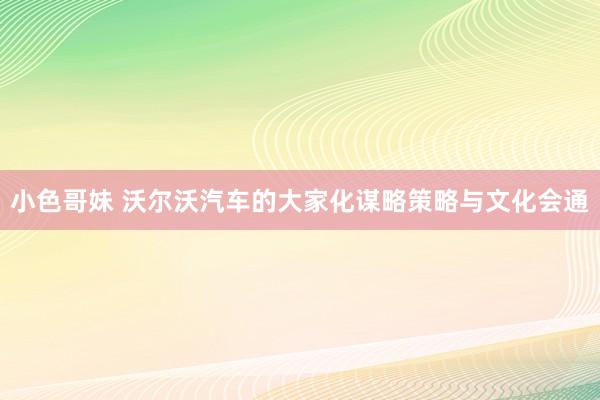 小色哥妹 沃尔沃汽车的大家化谋略策略与文化会通