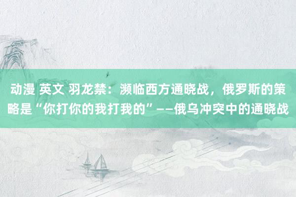 动漫 英文 羽龙禁：濒临西方通晓战，俄罗斯的策略是“你打你的我打我的”——俄乌冲突中的通晓战