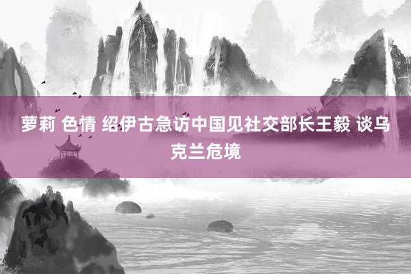 萝莉 色情 绍伊古急访中国见社交部长王毅 谈乌克兰危境