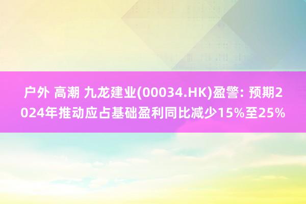 户外 高潮 九龙建业(00034.HK)盈警: 预期2024年推动应占基础盈利同比减少15%至25%