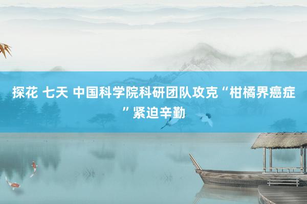 探花 七天 中国科学院科研团队攻克“柑橘界癌症”紧迫辛勤