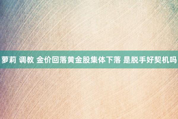 萝莉 调教 金价回落黄金股集体下落 是脱手好契机吗