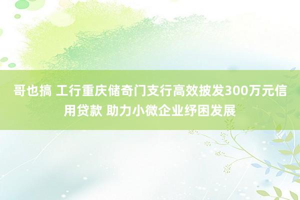 哥也搞 工行重庆储奇门支行高效披发300万元信用贷款 助力小微企业纾困发展
