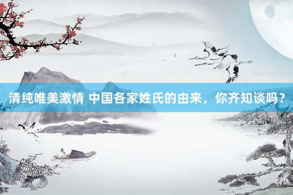 清纯唯美激情 中国各家姓氏的由来，你齐知谈吗？