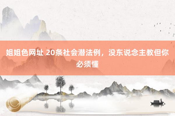 姐姐色网址 20条社会潜法例，没东说念主教但你必须懂