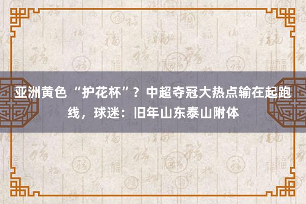 亚洲黄色 “护花杯”？中超夺冠大热点输在起跑线，球迷：旧年山东泰山附体