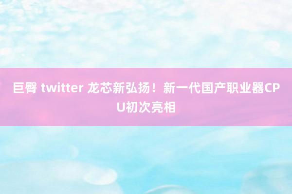 巨臀 twitter 龙芯新弘扬！新一代国产职业器CPU初次亮相