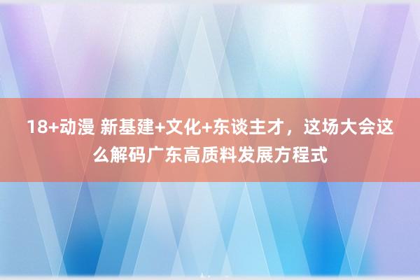 18+动漫 新基建+文化+东谈主才，这场大会这么解码广东高质料发展方程式